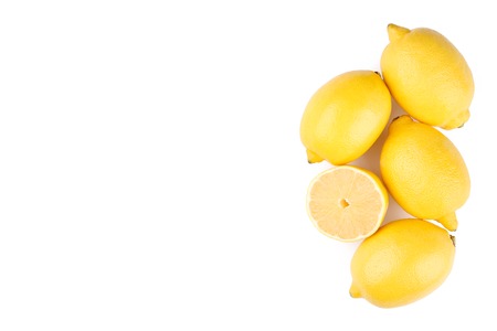 Lemon isolated on white background. Fresh tropical fruit.の写真素材