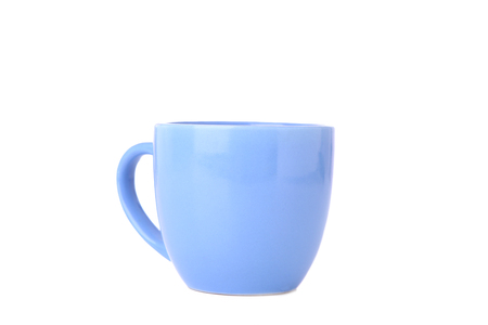 Blue cup isolated on white background, close upの写真素材