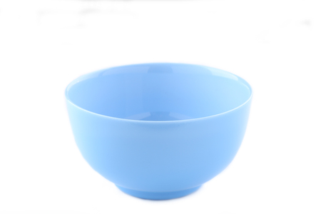 Blue empty bowl isolated on white background, close upの写真素材
