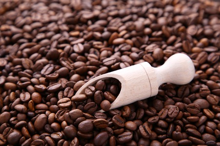Aroma coffee beans background. Beans close up.の写真素材