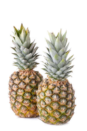 Two pineapples isolated on white backgroundの写真素材