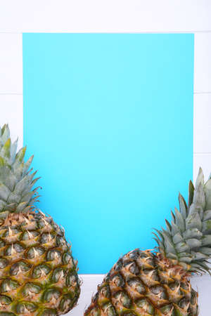 Pineapple on a white background, with copy spaceの写真素材
