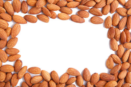 Group of almonds isolated on a white backgroundの写真素材