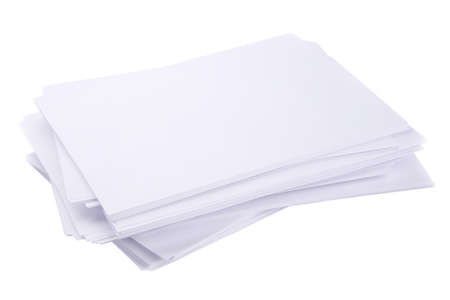 Stack white paper isolated on white background