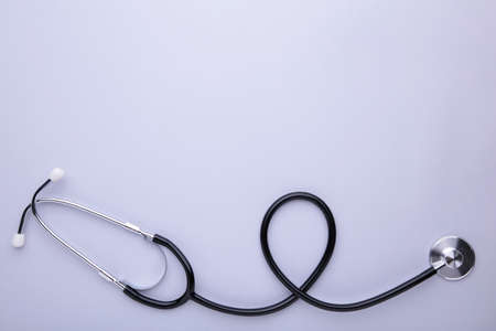 Medical stethoscope on gray background. Healthyの写真素材