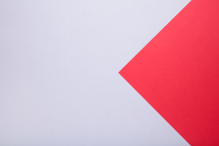 Gray and red pastel paper color for background, top viewの写真素材