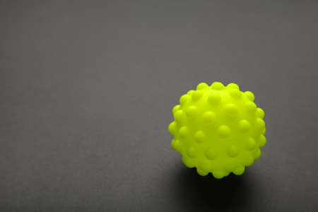 Green virus molecule on black background.の写真素材
