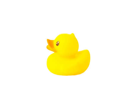 Yellow rubber duck isolated on white background. cut outの写真素材
