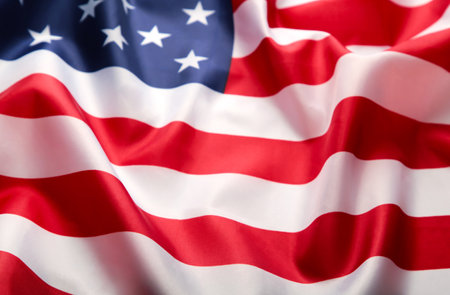 USA flag background with copy space. Top view