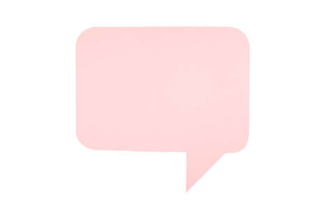 Pink paper speech bubbles isolated on white background. Top viewの写真素材