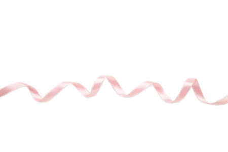 Pink ribbon over white background, design element. Top viewの写真素材