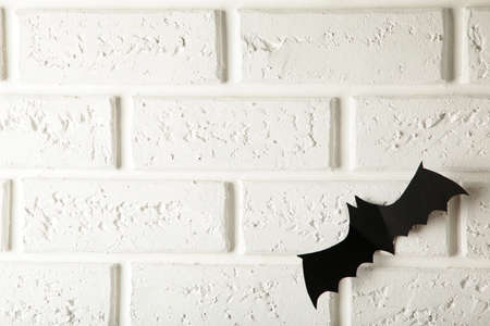 Halloween paper bat on white background. top view.の写真素材