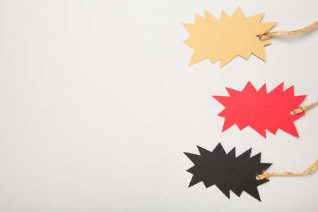 Price tag on gray background. Black friday. Top viewの写真素材