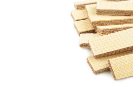 Wafers with chocolate isolated on white background. Top viewの写真素材