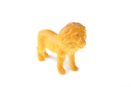 Toy lion isolated against on a white background. Top view.の写真素材