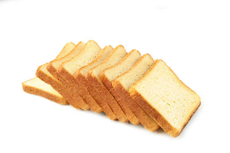 Toast bread isolated on the white background. Top view
