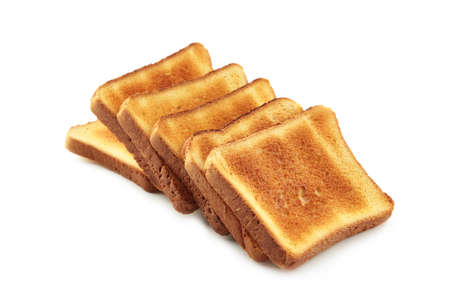 Toast bread isolated on the white background. Top view