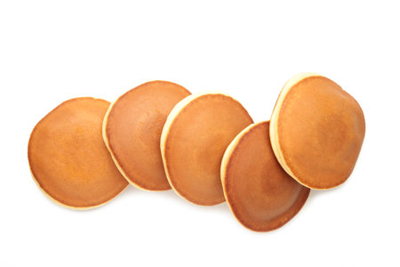 Tasty pancakes isolated on white background. top viewの写真素材
