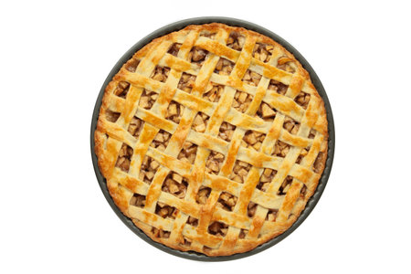 Apple pie isolated on white background. Top view. Copyspaceの写真素材