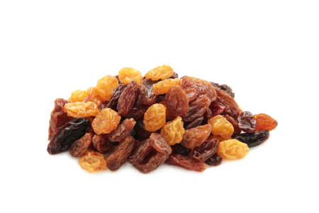 Dried Raisins for dessert isolated on white background.の写真素材