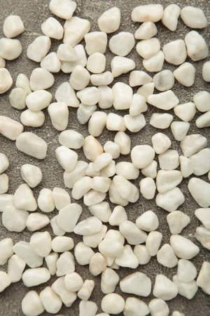 White pebbles stone texture and background, White decorative stones interior decoration for background texture with copy spaceの写真素材