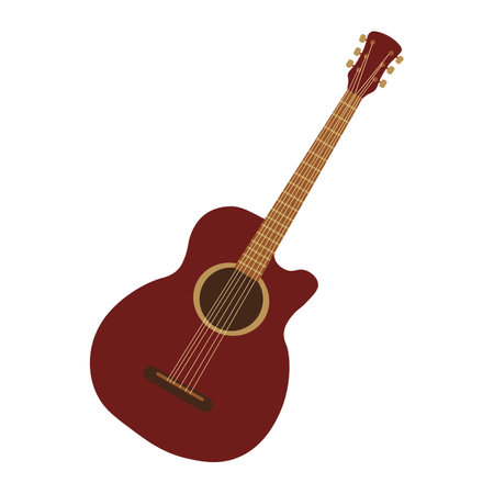 Guitar, acoustic music wooden instrument icon isolated on white background. Vector illustrationのイラスト素材