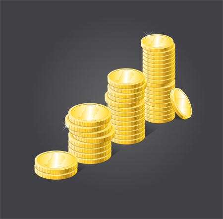 Vector coins stack on blackのイラスト素材