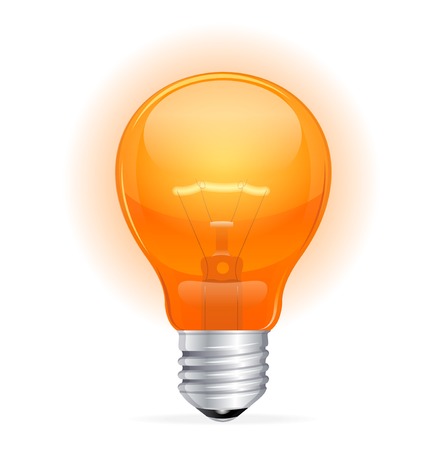 Vector red light bulb isolated on whiteのイラスト素材