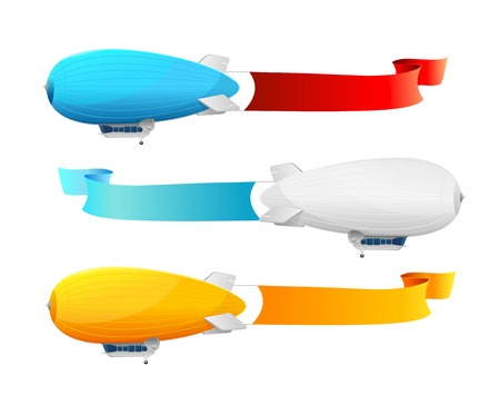 Retro dirigible and flags background. のイラスト素材