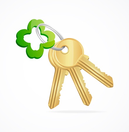 Gold keys and clover key chainのイラスト素材