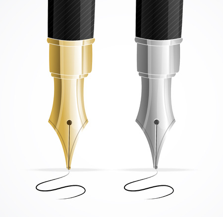 Vector Close up of a fountain pen and signature isolatedのイラスト素材