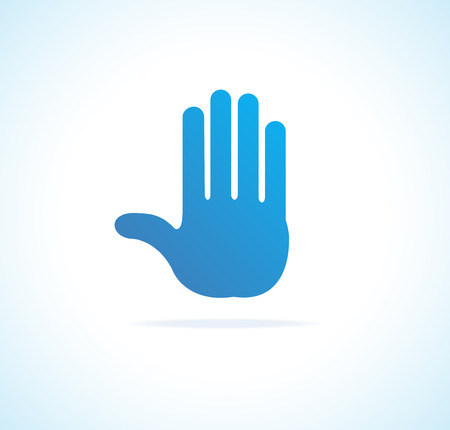 Hand vector, stop icon blue on whiteのイラスト素材
