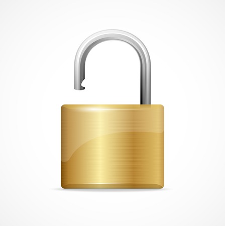 Vector unlocked padlock gold isolated on whiteのイラスト素材