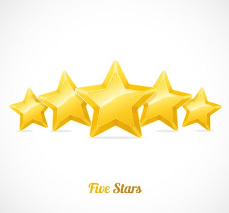 Vector star rating with five stars concept on whiteのイラスト素材
