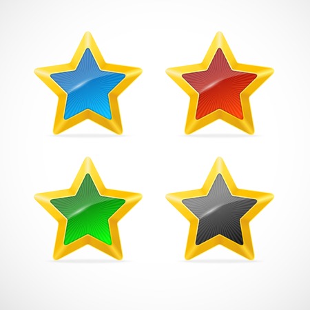 Vector gold star icons set on whiteのイラスト素材