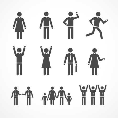 Vector Illustration human silhouettes isolated on whiteのイラスト素材