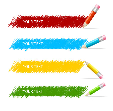 Vector colorful text box and pencilsのイラスト素材