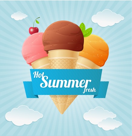 Vector summer Vintage Ice Cream Poster colourのイラスト素材
