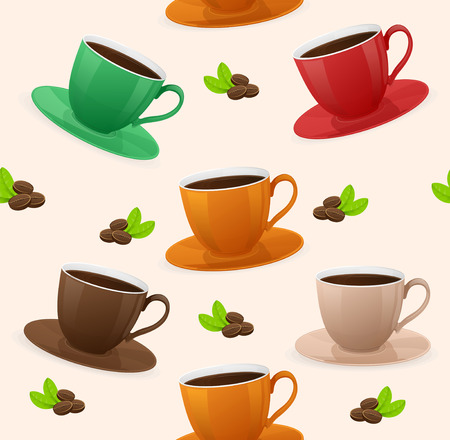 Seamless pattern coffee cups. Vectorのイラスト素材