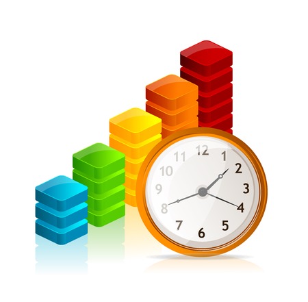 Vector Business graph and clockのイラスト素材