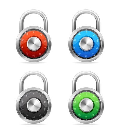 Combination Lock, Security Concept. Vector padlock setのイラスト素材
