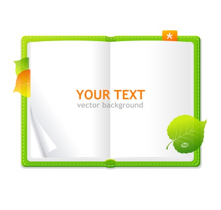 Vector open personal organizer book greenのイラスト素材