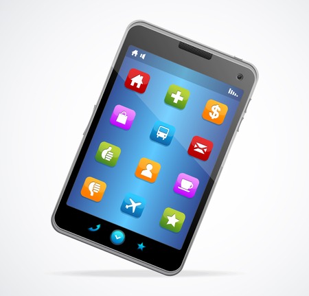 Smart Phone With blue screen and iconsのイラスト素材