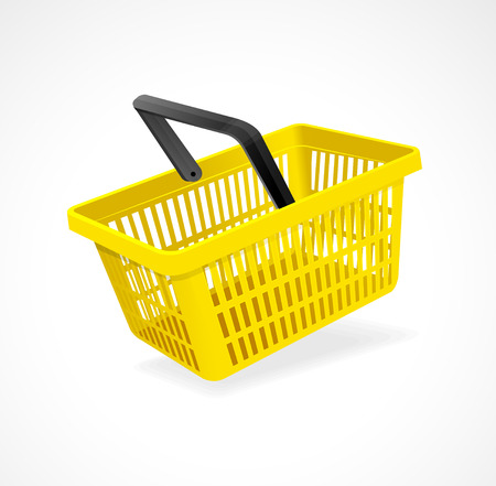 Vector shopping basket yellow on white backgroundのイラスト素材