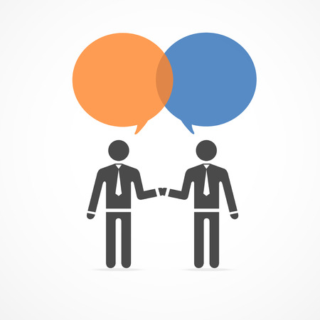 Vector icon handshake and talk people on whiteのイラスト素材