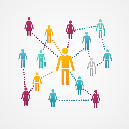 Vector Social network with silhouette icons. Connectionsのイラスト素材