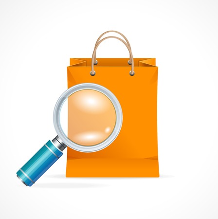 Isolated shopping bag with a magnifier. E-commerce concept icon Vectorのイラスト素材