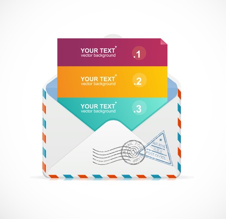Vector mail postcard menu with 3 choices 123. For web usage or your business presentation.のイラスト素材