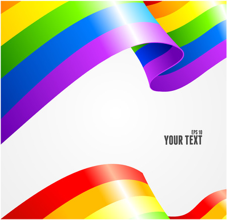 Vector rainbow flag waving on white background. Cardのイラスト素材