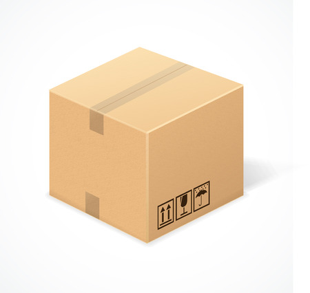 Closed cardboard box, isolated on white background. Packageのイラスト素材